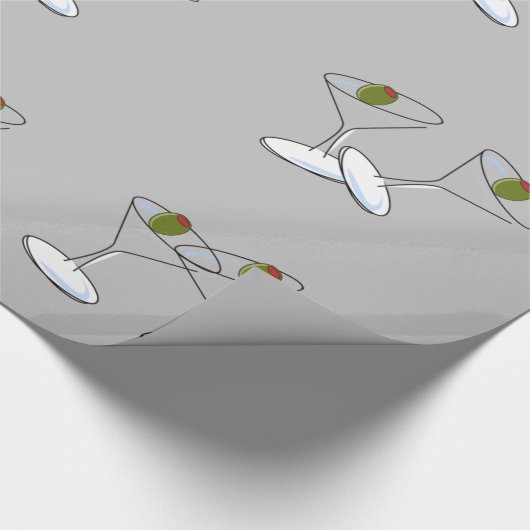 Glossy Wrapping Paper, Martini Glasses Gray Geschenkpapier (Ecke)