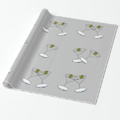 Glossy Wrapping Paper, Martini Glasses Gray Geschenkpapier (Ungerollt)