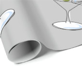 Glossy Wrapping Paper, Martini Glasses Gray Geschenkpapier (Rolleneckpunkt)
