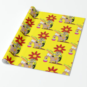 Glossy Wrapping Paper, Mexican Man Donkey Sombrero Geschenkpapier