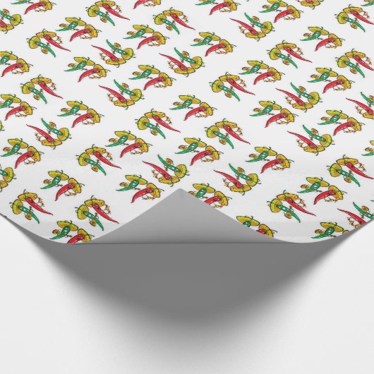 Glossy Wrapping Paper Mexican Red Green Paprikasch Geschenkpapier (Ecke)