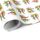 Glossy Wrapping Paper Mexican Red Green Paprikasch Geschenkpapier (Rolleneckpunkt)