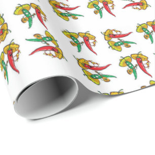 Glossy Wrapping Paper Mexican Red Green Paprikasch Geschenkpapier