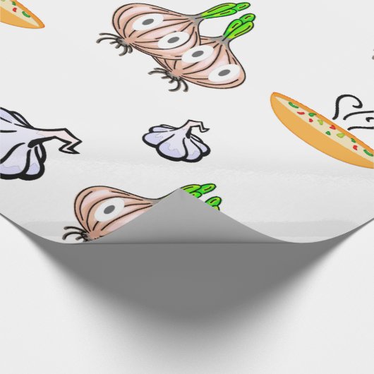 Glossy Wrapping Paper Onions Knoblauch Soup Koch Geschenkpapier (Ecke)