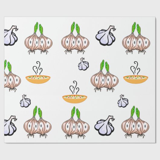Glossy Wrapping Paper Onions Knoblauch Soup Koch Geschenkpapier (Flach)