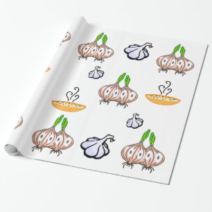 Glossy Wrapping Paper Onions Knoblauch Soup Koch Geschenkpapier