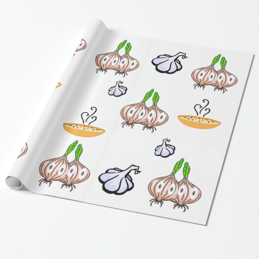 Glossy Wrapping Paper Onions Knoblauch Soup Koch Geschenkpapier (Ungerollt)