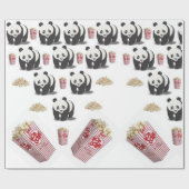 Glossy Wrapping Paper Panda Bear Popcorn Geschenkpapier (Flach)