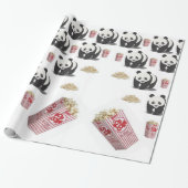 Glossy Wrapping Paper Panda Bear Popcorn Geschenkpapier (Ungerollt)