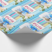 Glossy Wrapping Paper, Paris Frankreich Blauer Str Geschenkpapier (Ecke)