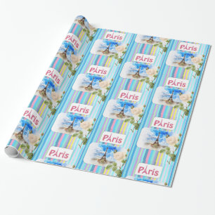 Glossy Wrapping Paper, Paris Frankreich Blauer Str Geschenkpapier