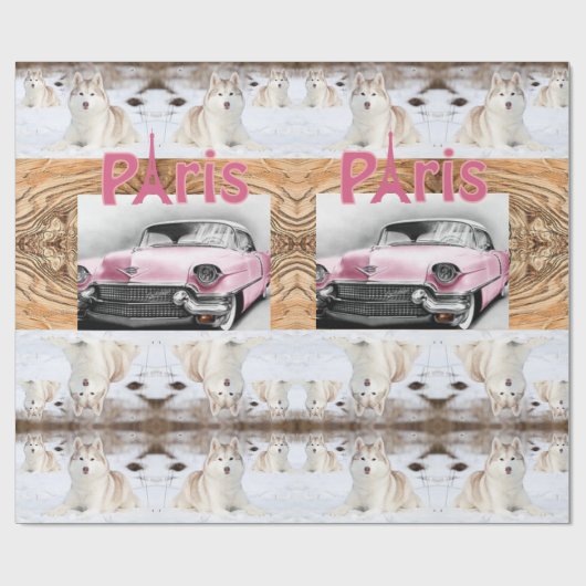 Glossy Wrapping Paper Paris Frankreich Husky Geschenkpapier (Flach)