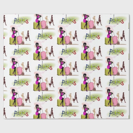 Glossy Wrapping Paper, Paris Frankreich Urlaub Geschenkpapier (Flach)