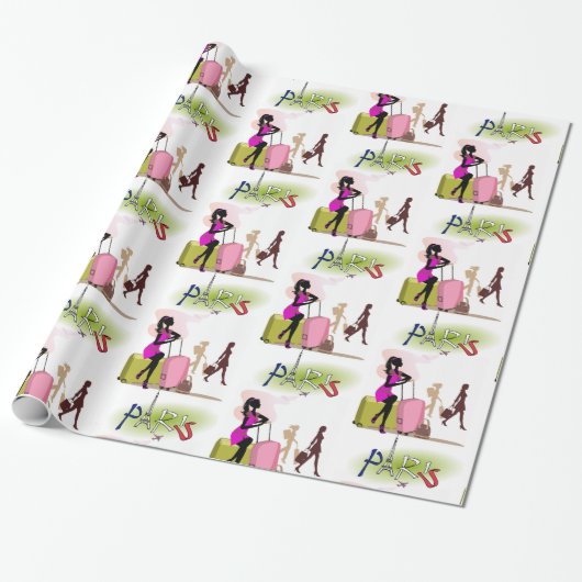 Glossy Wrapping Paper, Paris Frankreich Urlaub Geschenkpapier (Ungerollt)