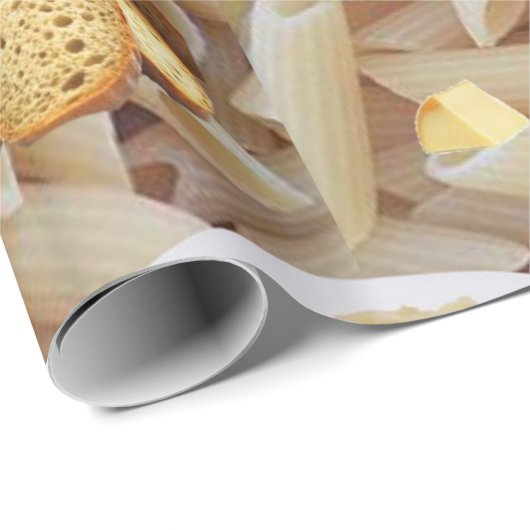 Glossy Wrapping Paper, Pasta Red Wine Brot Oliven Geschenkpapier (Rolleneckpunkt)