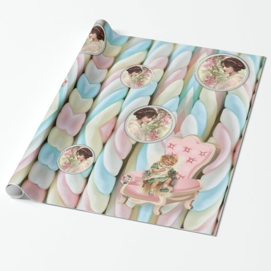 Glossy Wrapping Paper Pastell Viktorianisch Geschenkpapier (Ungerollt)