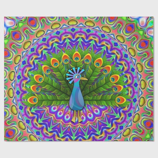 Glossy Wrapping Paper, Peacock Geschenkpapier (Flach)