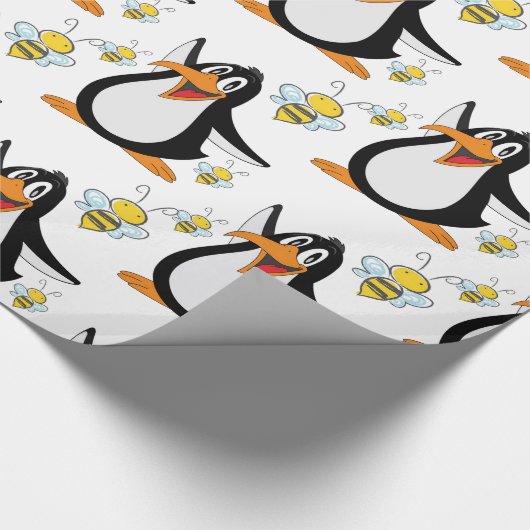 Glossy Wrapping Paper Pinguin Bumblebee Geschenkpapier (Ecke)