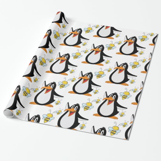 Glossy Wrapping Paper Pinguin Bumblebee Geschenkpapier (Ungerollt)
