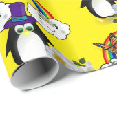 Glossy Wrapping Paper, Pinguin Rainbow Sun Clouds Geschenkpapier (Rolleneckpunkt)