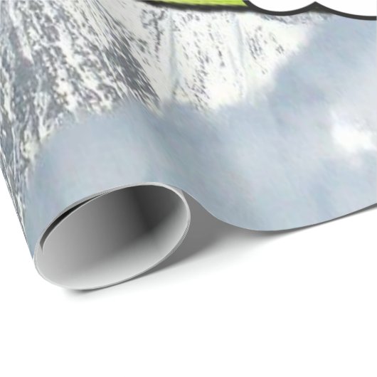 Glossy Wrapping Paper, Pinguin Skiing ist Spaß Geschenkpapier (Rolleneckpunkt)