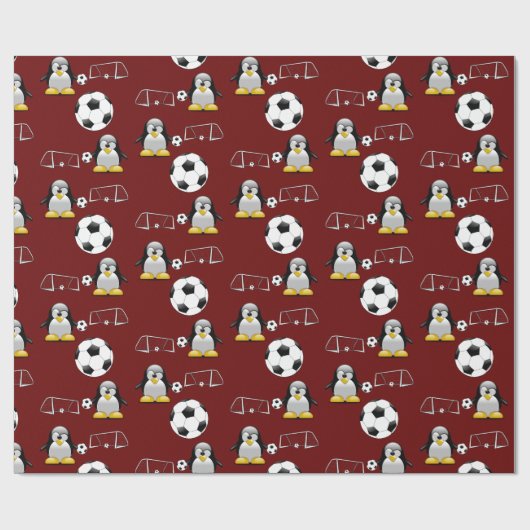 Glossy Wrapping Paper, Pinguin Soccer Goal Geschenkpapier (Flach)