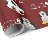 Glossy Wrapping Paper, Pinguin Soccer Goal Geschenkpapier (Rolleneckpunkt)