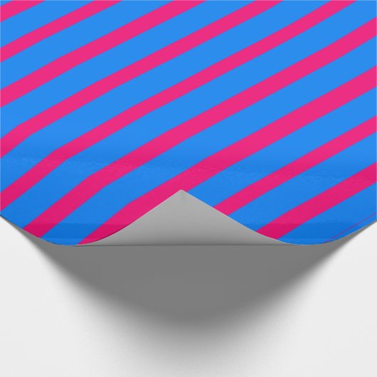 Glossy Wrapping Paper Pink & Blue Strip Geschenkpapier (Ecke)