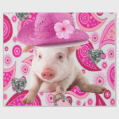 Glossy Wrapping Paper, Pink Pig Silver Hearts Geschenkpapier (Flach)