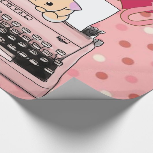 Glossy Wrapping Paper, Pink Schreibmaschine Rufen Geschenkpapier (Ecke)