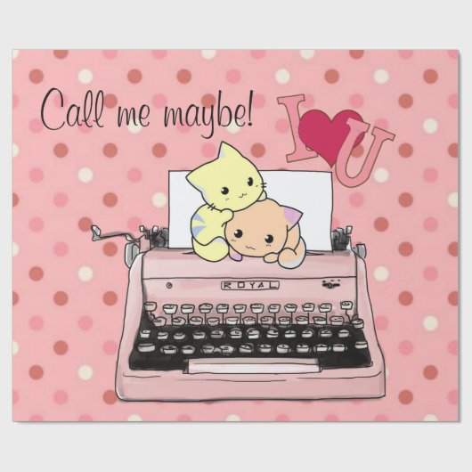 Glossy Wrapping Paper, Pink Schreibmaschine Rufen  Geschenkpapier (Flach)