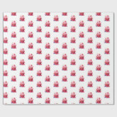 Glossy Wrapping Paper Pink Strawberry Cupcake Geschenkpapier (Flach)