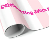 Glossy Wrapping Paper Pink & White Stripe Birthday Geschenkpapier (Rolleneckpunkt)