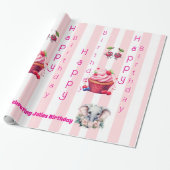Glossy Wrapping Paper Pink & White Stripe Birthday Geschenkpapier (Ungerollt)