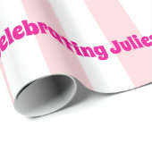 Glossy Wrapping Paper Pink & White Stripe Birthday Geschenkpapier (Rolleneckpunkt)