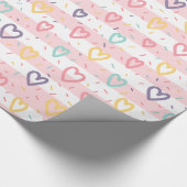 Glossy Wrapping Paper Pink & White Stripe Hearts Geschenkpapier (Ecke)