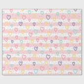 Glossy Wrapping Paper Pink & White Stripe Hearts Geschenkpapier (Flach)