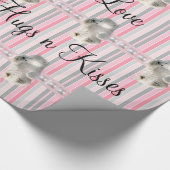 Glossy Wrapping Paper Polar Bear Pink Stripe Geschenkpapier (Ecke)