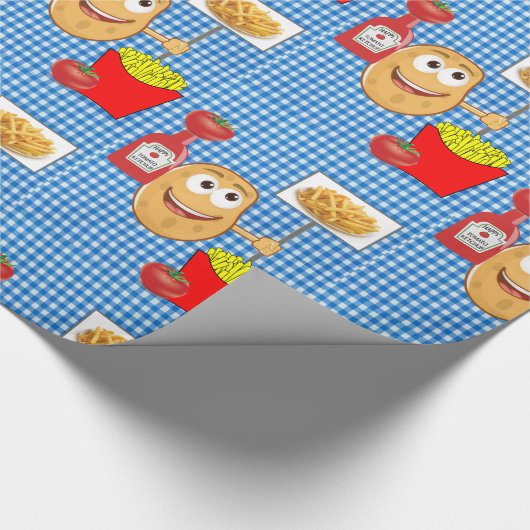 Glossy Wrapping Paper, Potato French Fries Kariert Geschenkpapier (Ecke)