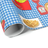 Glossy Wrapping Paper, Potato French Fries Kariert Geschenkpapier (Rolleneckpunkt)