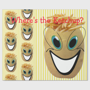 Glossy Wrapping Paper, Potato French Fries Strip Geschenkpapier