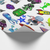 Glossy Wrapping Paper, Raumschiffen-Außerirdischen Geschenkpapier (Ecke)