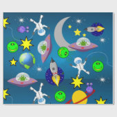 Glossy Wrapping Paper, Raumschiffen-Außerirdischen Geschenkpapier (Flach)