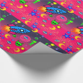 Glossy Wrapping Paper, Raumschiffen-Außerirdischen Geschenkpapier (Ecke)