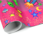 Glossy Wrapping Paper, Raumschiffen-Außerirdischen Geschenkpapier (Rolleneckpunkt)