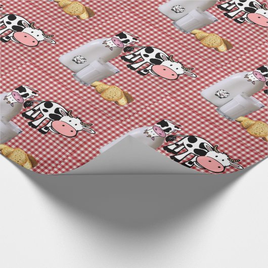 Glossy Wrapping Paper, Red Kariert Cow Milk Brot Geschenkpapier (Ecke)