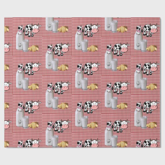 Glossy Wrapping Paper, Red Kariert Cow Milk Brot Geschenkpapier (Flach)