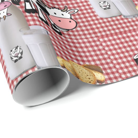 Glossy Wrapping Paper, Red Kariert Cow Milk Brot Geschenkpapier (Rolleneckpunkt)
