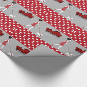 Glossy Wrapping Paper Red Punkt Dog Geschenkpapier (Ecke)