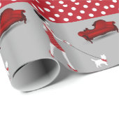 Glossy Wrapping Paper Red Punkt Dog Geschenkpapier (Rolleneckpunkt)